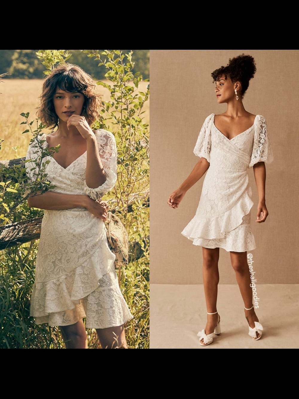 Sachin + Babi Ivory Lace Wrap Midi Dress, pre-owned, Sz 6